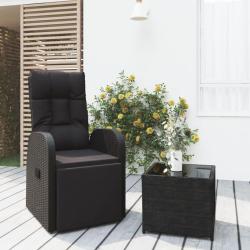 Ensemble de salon de jardin 2 pcs noir poly rotin et acier