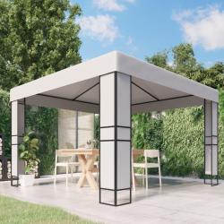 Tonnelle avec toit double 3x3 m Blanc