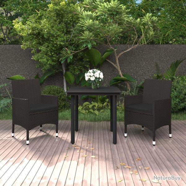 Ensemble � manger de jardin coussins 3 pcs R�sine tress�e Verre