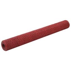 Grillage Acier avec rev&ecirc;tement en PVC 25x1,2 m Rouge