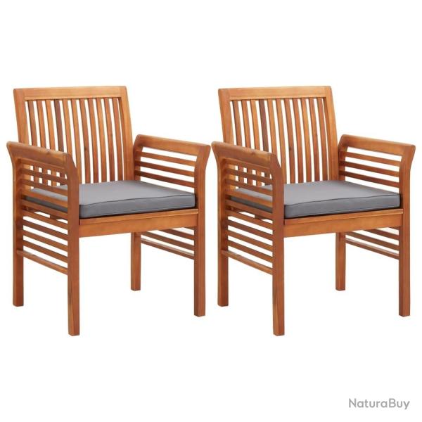 Chaises  manger de jardin et coussins lot de 2 acacia massif