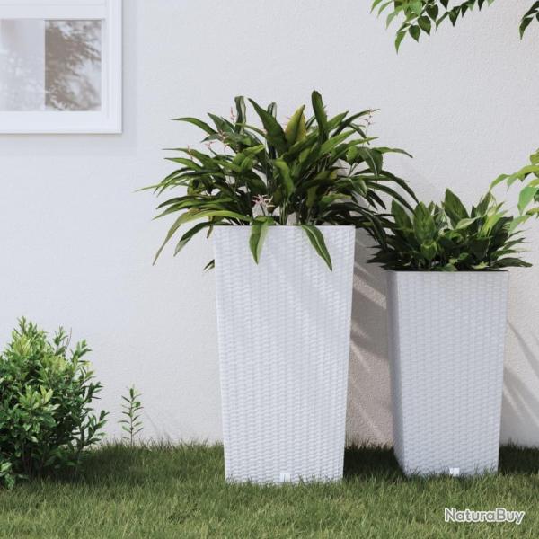 Jardinire et intrieur amovible blanc 21 /49 L rotin PP