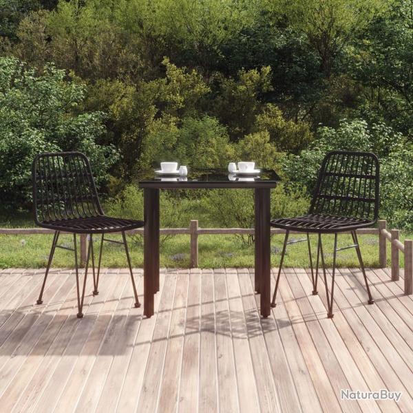 Ensemble � manger de jardin 3 pcs Noir R�sine tress�e