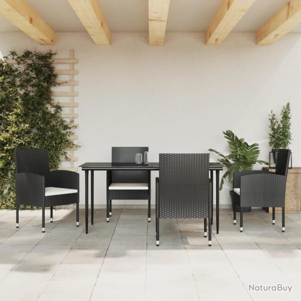 Ensemble � manger de jardin 5 pcs noir r�sine tress�e et acier