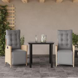Ensemble &agrave; manger de jardin et coussins 3 pcs m&eacute;lange beige