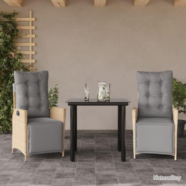 Ensemble � manger de jardin et coussins 3 pcs m�lange beige