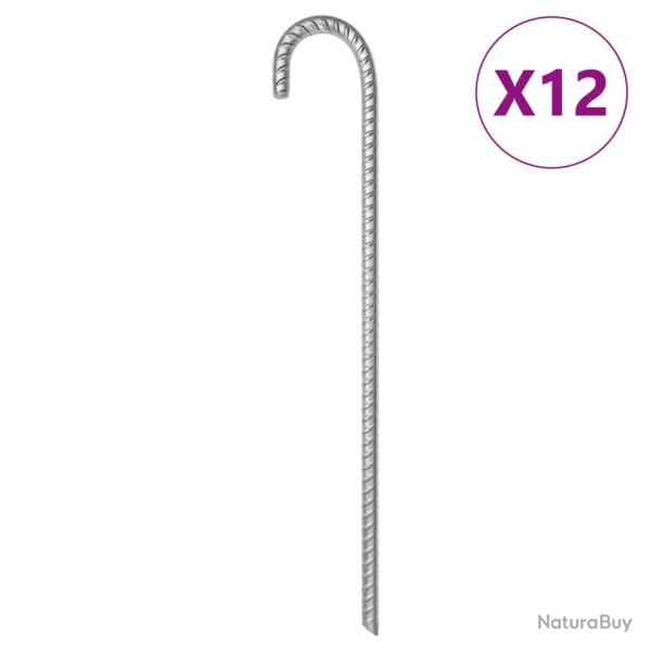 Piquets de tente 12 pcs 41,5 cm �12 mm acier galvanis�