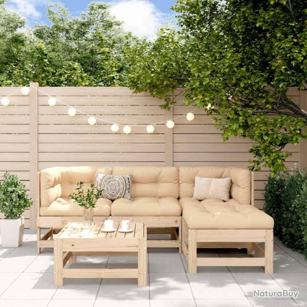 Salon de jardin 5 pcs bois massif de pin