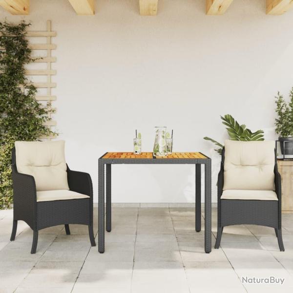 Ensemble � manger de jardin avec coussins 3 pcs Noir