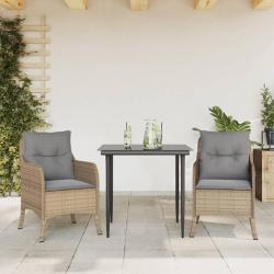 Ensemble &agrave; manger de jardin et coussins 3 pcs Beige poly rotin