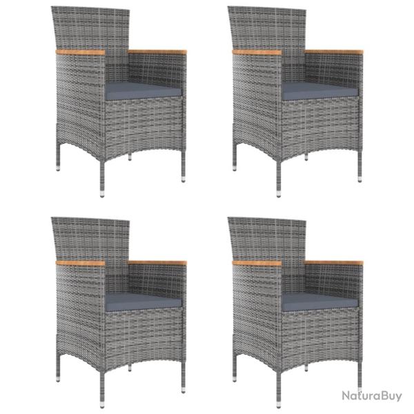 Chaises � manger de jardin lot de 4 R�sine tress�e Gris