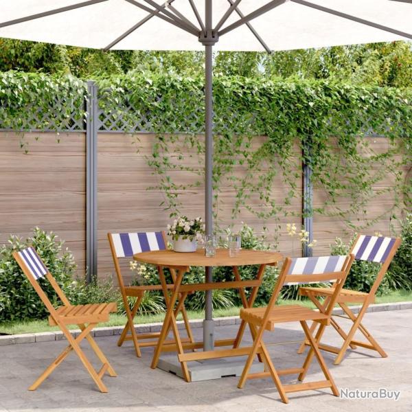 Ensemble � manger de jardin 5 pcs bleu blanc tissu bois massif