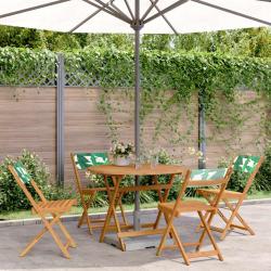 Ensemble &agrave; manger de jardin 5 pcs motif de feuilles tissu bois
