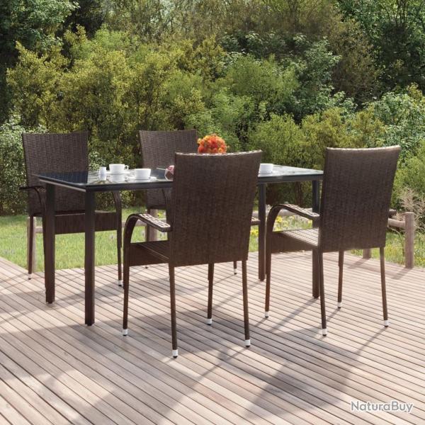 Ensemble � manger de jardin 5 pcs Marron R�sine tress�e