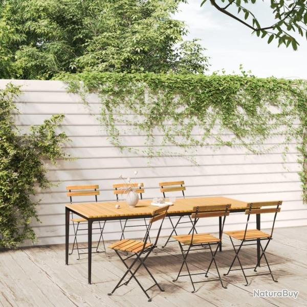 Chaises pliables de jardin lot de 6 Acier bois d'acacia massif