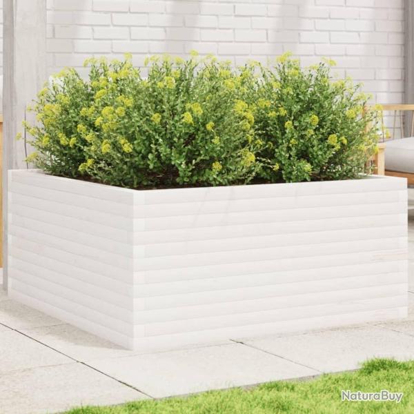 Jardinire blanc 100x100x46 cm bois de pin massif