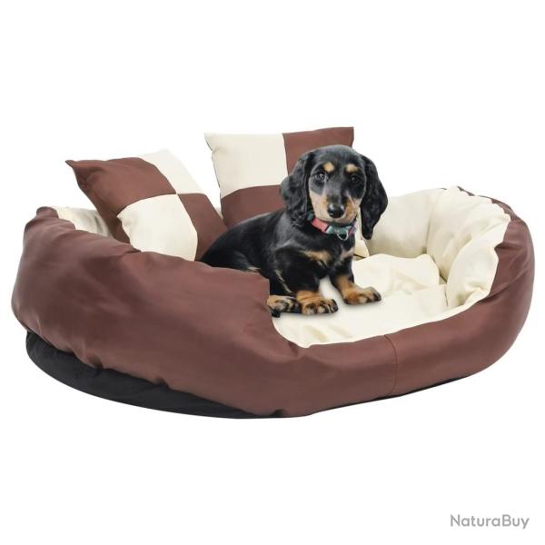 Coussin rversible lavable de chien Marron et crme 85x70x20 cm