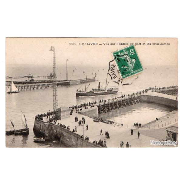 CPA - LE HAVRE -Vue sur l'Entr�e du port et les brise-lame - N�3118