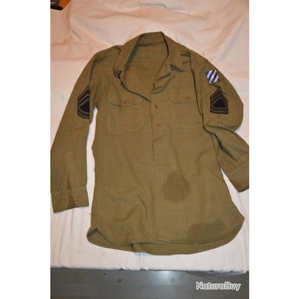 CHEMISE AMERICAINE Mle 1937-GI'S DEBARQUEMENT NORMANDIE-LIBERATION PROVENCE-3US.DIVISION