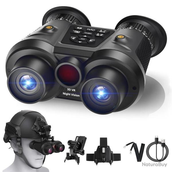 Jumelles Vision Nocturne 3D VR Infrarouges 4K UHD Sangle de T�te Zoom 6x Enregistrement Photo/Vid�o
