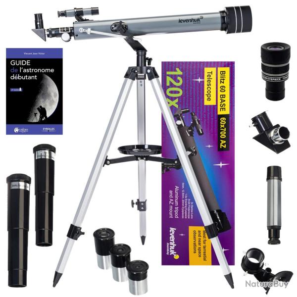 Pack T�lescope Levenhuk Blitz 60 Base avec Zoom, Oculaires et Accessoires