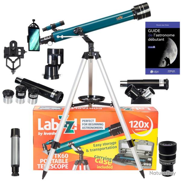 T�lescope Astrophotographie Levenhuk LabZZ TK60 avec Zoom, Oculaires et Accessoires