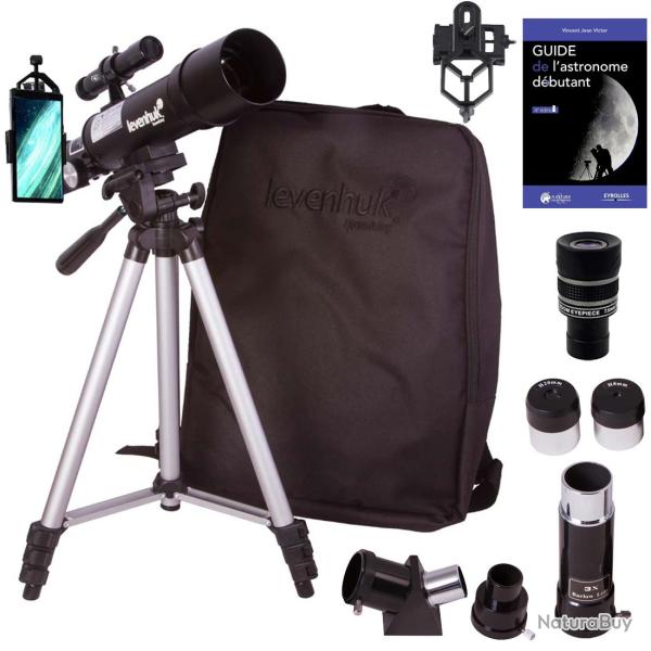 T�lescope Astrophotographie Levenhuk Skyline Travel 50 avec Zoom, Sac � dos et Accessoires