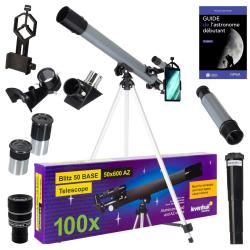 T&eacute;lescope Astrophotographie Levenhuk Blitz 50 Base avec Zoom, Oculaires et Accessoires