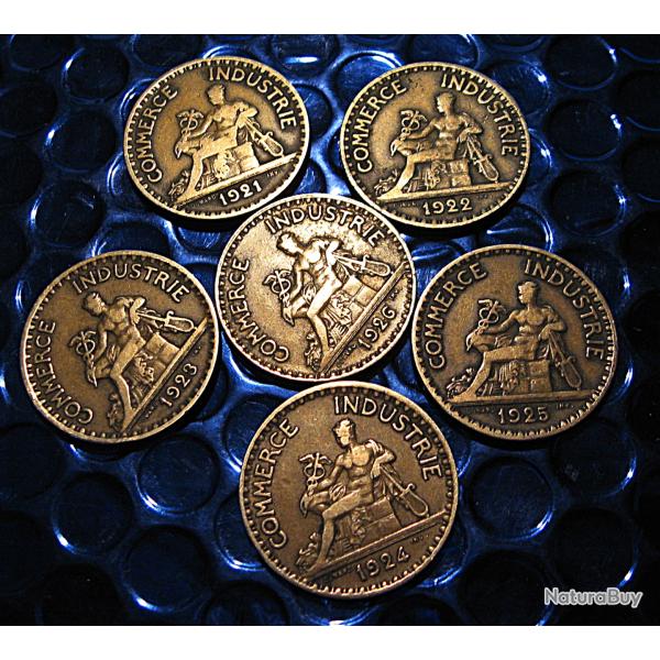 s�rie 6 pi�ces de 2 francs (chambre de commerce et d'industrie) 1921-1926 ttb