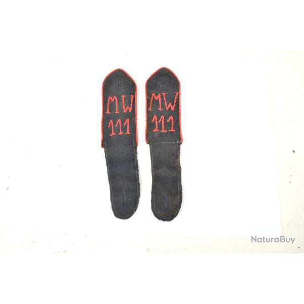 Copie pattes d'paules vareuse Allemande Premire Guerre Mondiale. 111 Minenwerfer. Allemand WW1