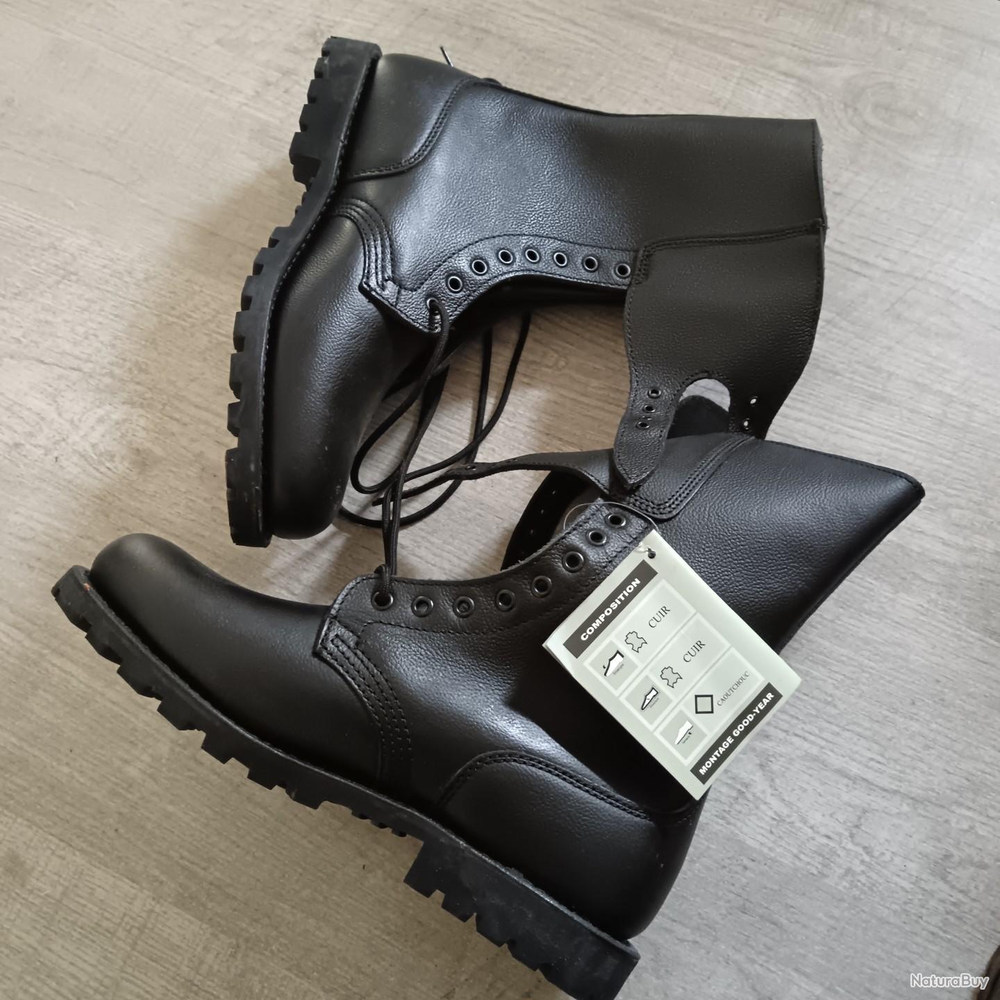 Bottes Rangers Cuir Armée Française - Pointure 35, Neuves Avec Emballage
