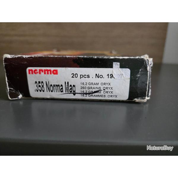 Munitions NORMA .358 NORMA MAG 250GR ORYX (lot de 9 cartouches)