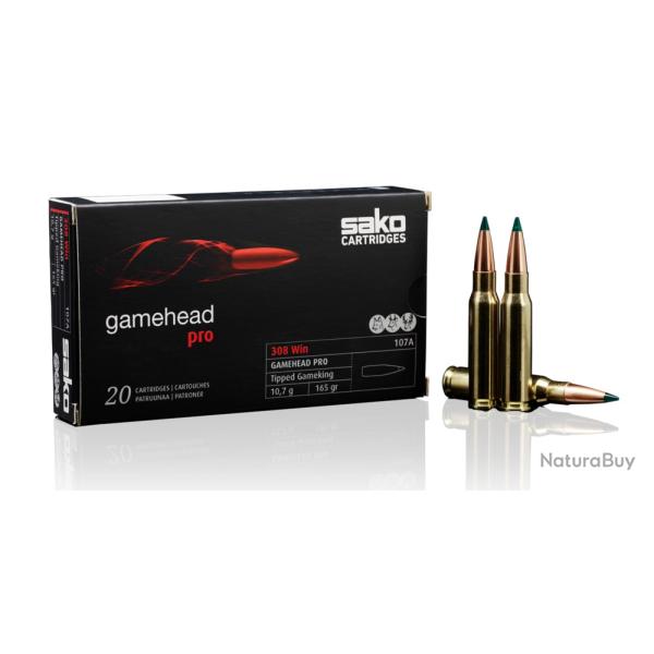 sako gamehead pro tsp 308w 165gr cartouches munitions bte 20