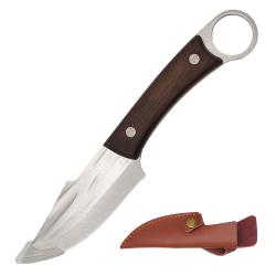 Couteau Nordique lame acier inox 10cm manche acacia avec &eacute;tui