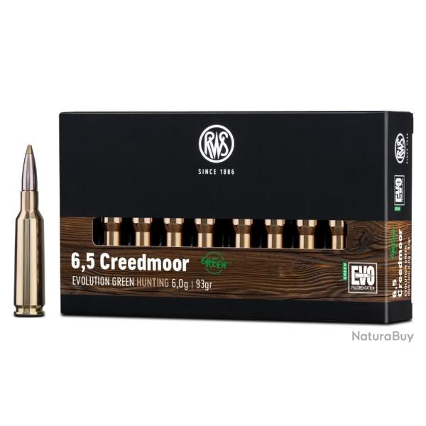 Munitions RWS 6.5 Creedmoor Evo Green 6.0g 93gr x2 boites