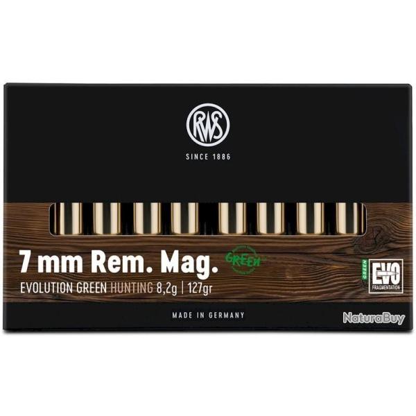 Munitions RWS 7mm Rem. Mag. Evo Green 8.2g 127gr x2 boites