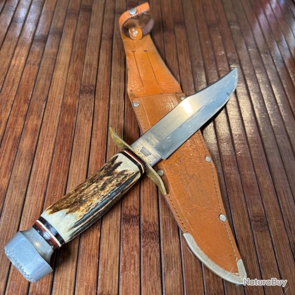 FORT COUTEAU - POIGNARD ALLEMAND ORIGINAL BOWIE 472 PAR EDGE BRAND A SOLINGEN ANN�E 1950