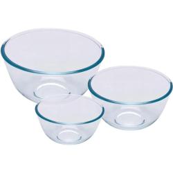 3 Bols verre borosilicat&eacute; 0,5-1-2L &Oslash; 14-17-21cm