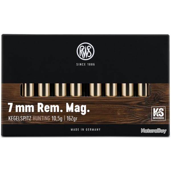 Munitions RWS 7mm Rem. Mag. KS 10.5g 162gr x2 boites