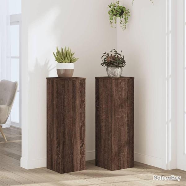 Supports pour plantes 2 pcs ch�ne marron bois d'ing�nierie