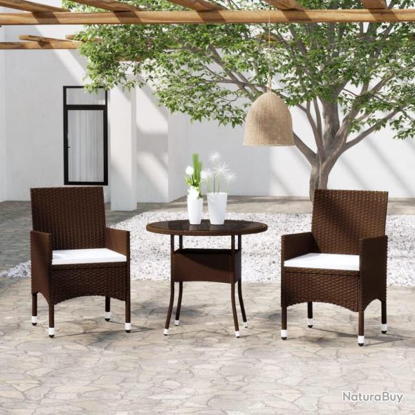 Ensemble � manger de jardin 3pcs R�sine tress�e Marron