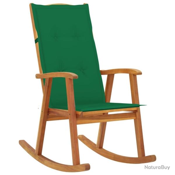 Chaise � bascule avec coussins Bois d'acacia massif