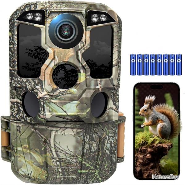 Cam�ra de Chasse WiFi 24MP 1296P avec Vision Nocturne � Infrarouge D�tecteur de Mouvement �tanche