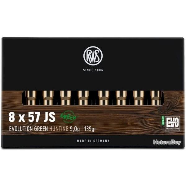 Munitions RWS 8x57 JS EVO Green 9g 139gr x2 boites