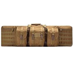 Sac de Fusil Rembourr&eacute; 142 CM 2 Armes Syst&egrave;me Molle Verrouillable &agrave; Dos ou Poign&eacute;e Chasse Kaki