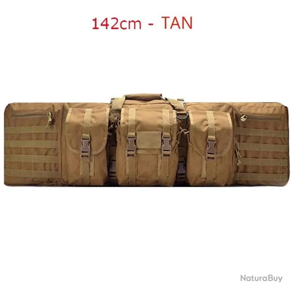 Sac de Fusil Rembourr� 142 CM 2 Armes Syst�me Molle Verrouillable � Dos ou Poign�e Chasse Kaki