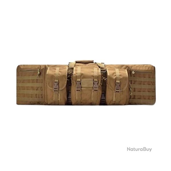 Sac de Fusil Rembourr� 142 CM 2 Armes Syst�me Molle Verrouillable � Dos ou Poign�e Chasse Kaki