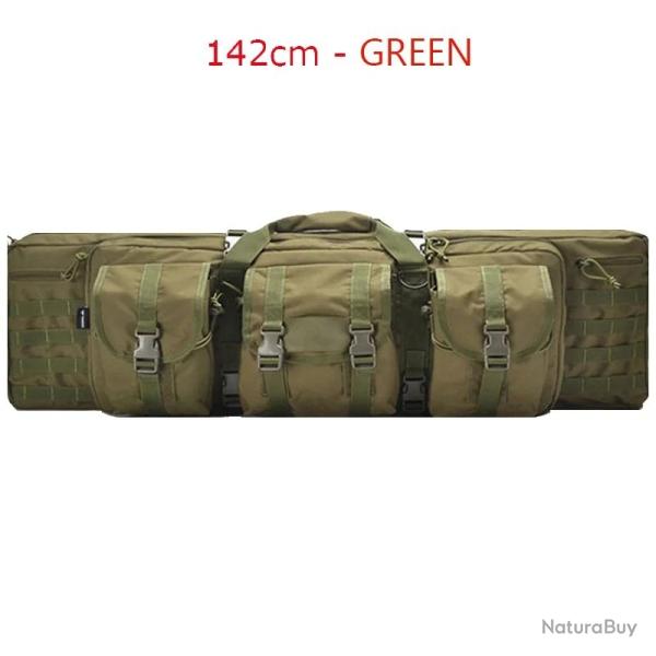 Sac de Fusil Rembourr� 142 CM 2 Armes Syst�me Molle Verrouillable � Dos ou Poign�e Chasse Vert