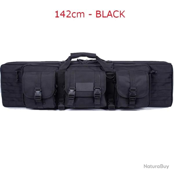 Sac de Fusil Rembourr� 142 CM 2 Armes Syst�me Molle Verrouillable � Dos ou Poign�e Chasse Noir