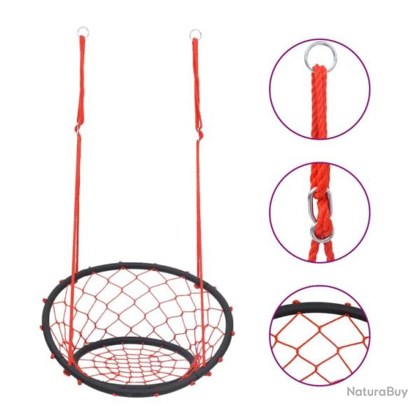 Chaise balanoire suspendue rouge et noire 60 cm - Jeu d'extrieur pour enfants, cadre acier